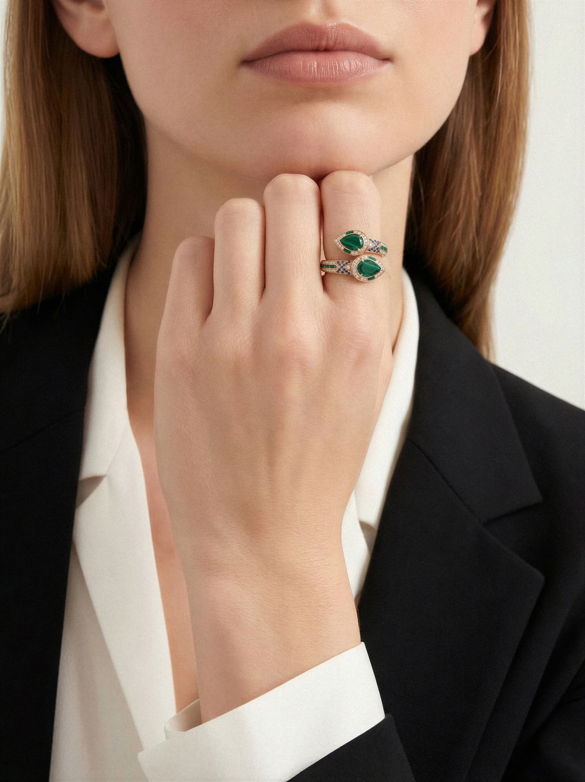 Double Drop Stone Ring